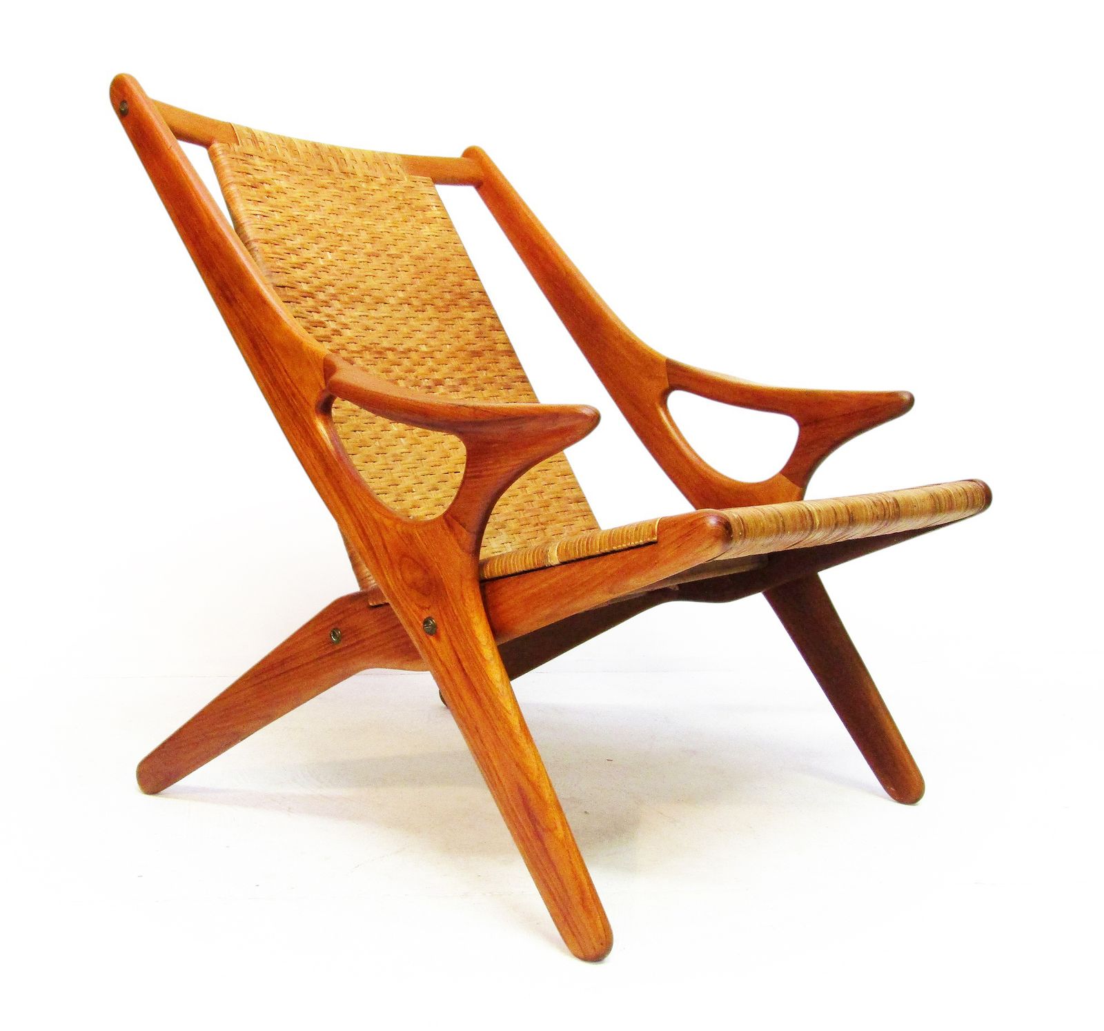 1950s Danish "Model 300" Lounge Chair In Teak & Cane By Arne Hovmand Olsen