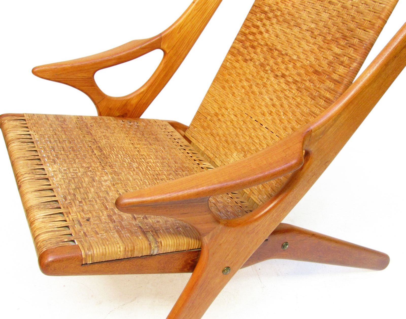 photo furniture 1950s Danish "Model 300" Lounge Chair In Teak & Cane By Arne Hovmand Olsen