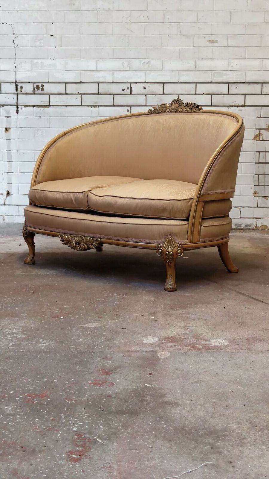 Diminutive Antique Louis XV Style Two Seater Salon Hall Sofa C1900