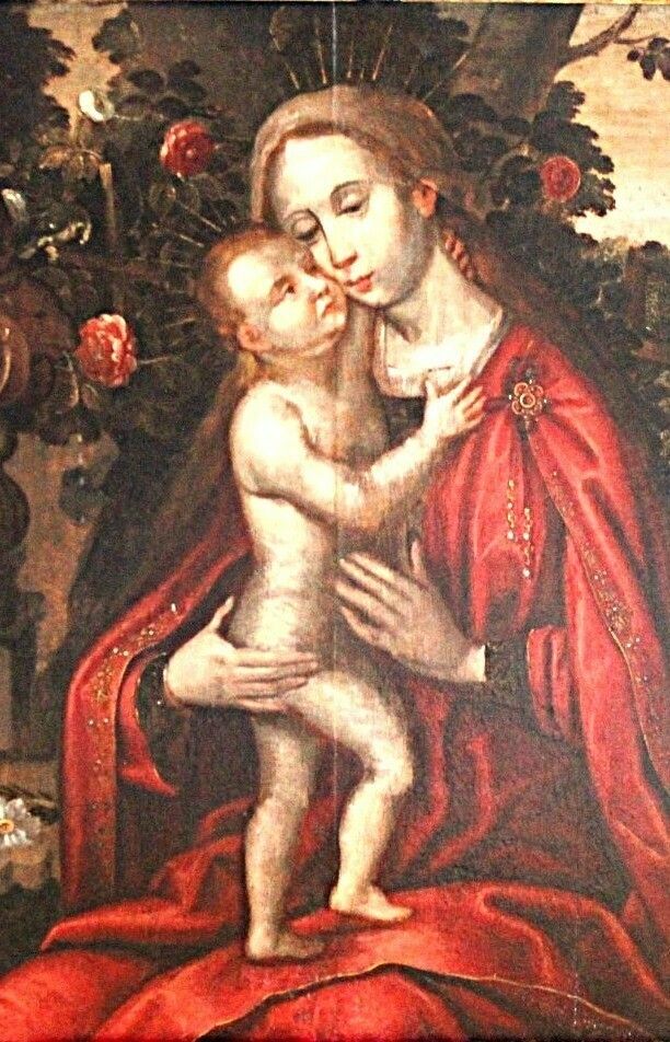 The Madonna And Child In A Rose Garden Ambrious Benson photo furniture