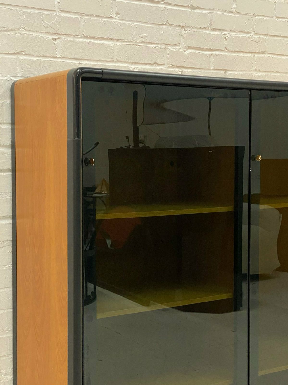 Mid Century Unifor Smoked Glass Cabinet, 1980. photo buy