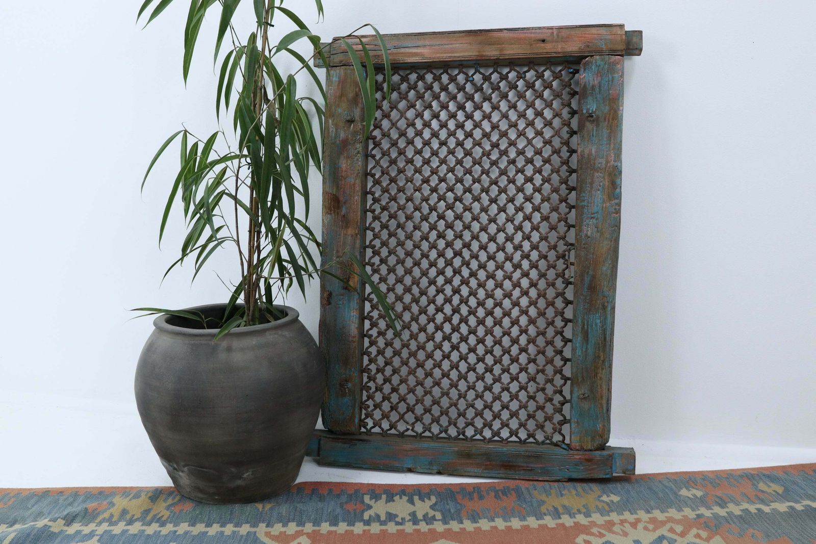 Early 19th Century Indian Wooden Jali Window From Rajasthan