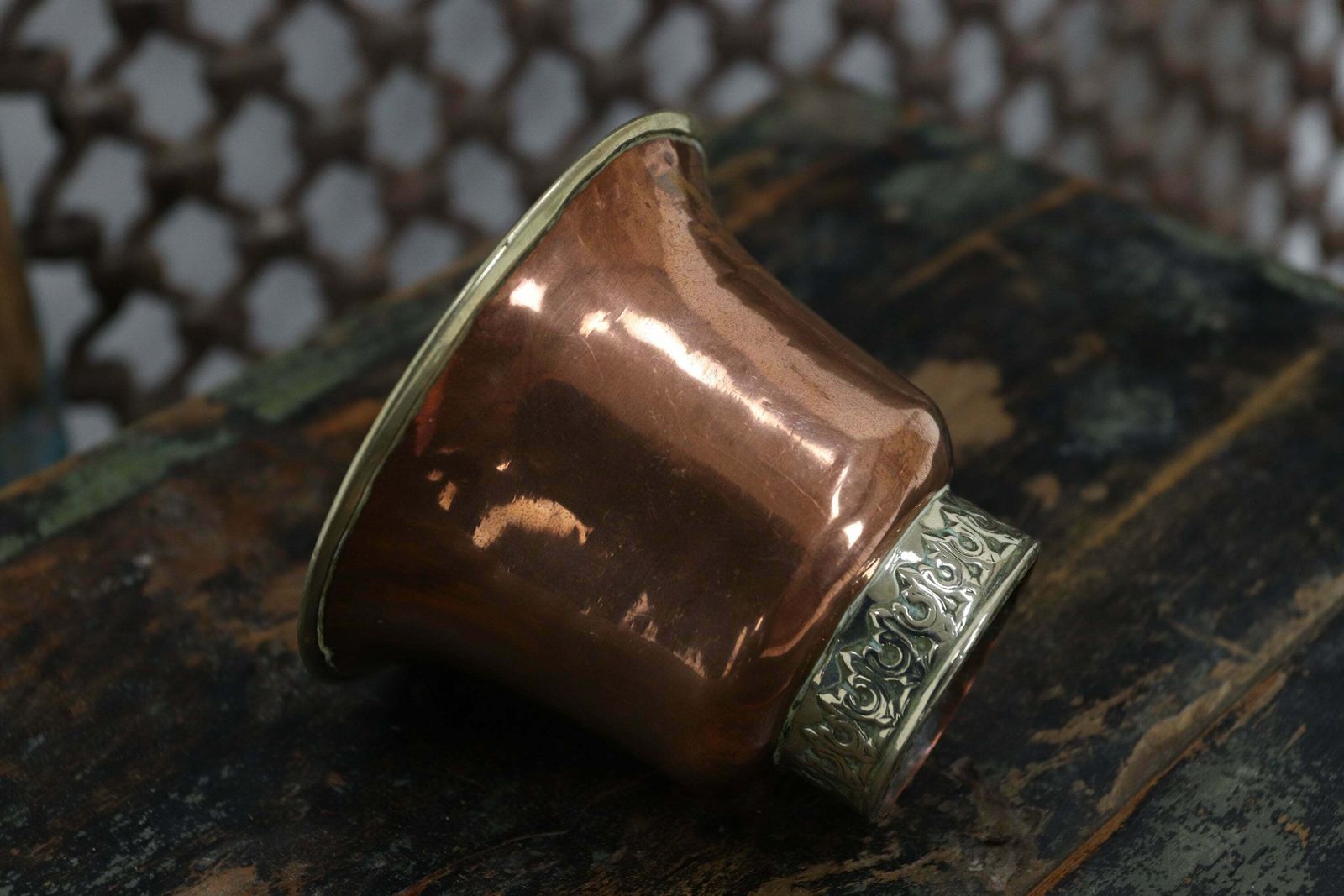 19th Century Tibetan Ceremonial Cups With Silver Band photo Home Decor