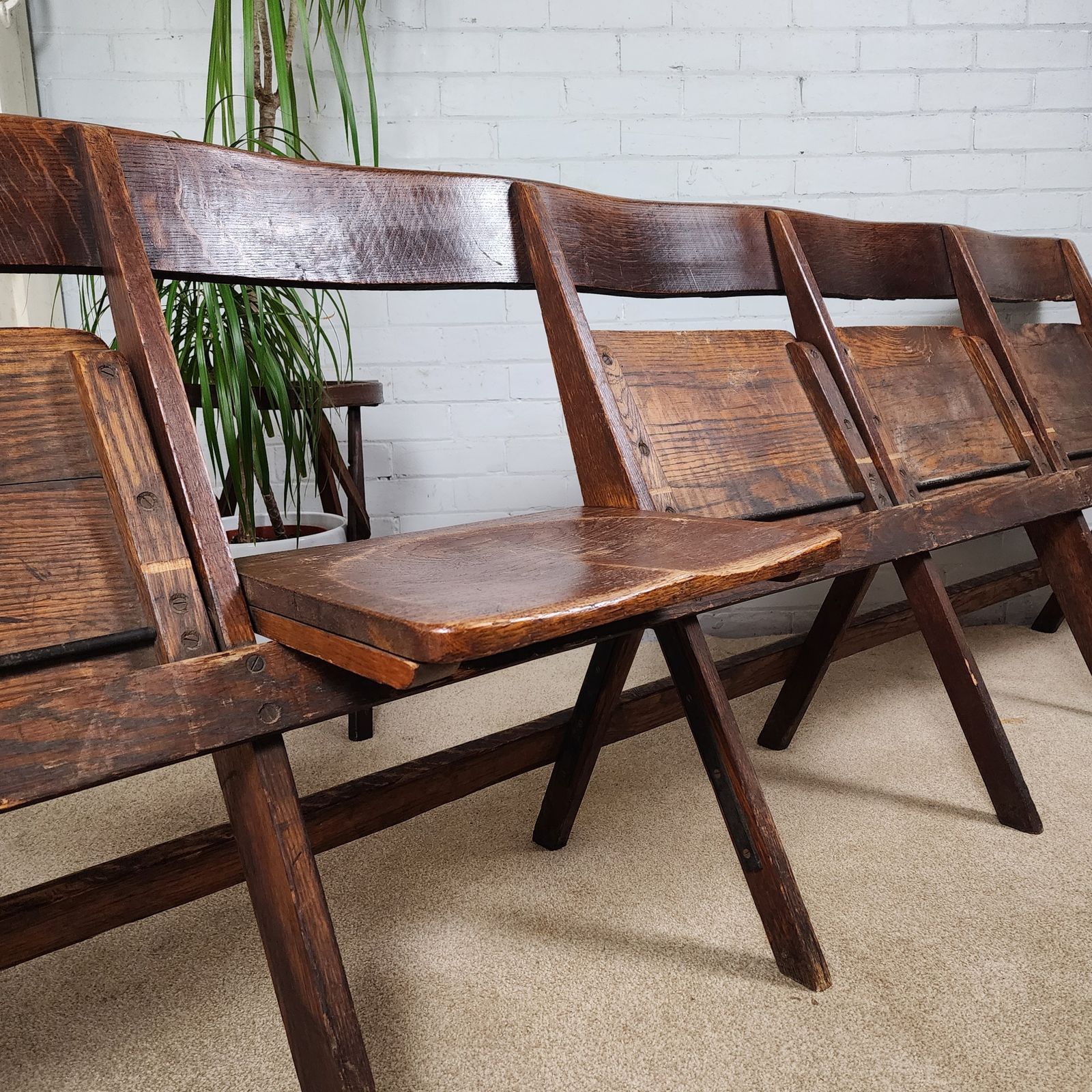 Antique Folding Theatre Seats   Early 20th Century photo for sale