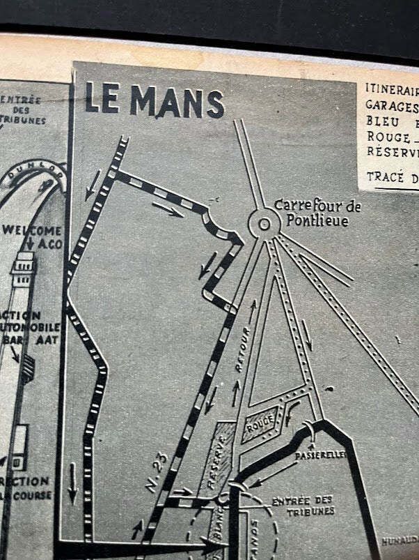 Vintage 1955 Le Mans 24 Hr Race Track Print photo for sale