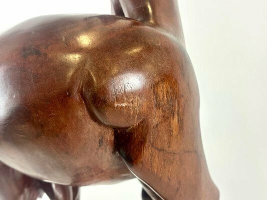 Large Vintage Mahogany Carved Antelope Or Gazelle Floor Sculpture, 20th Century photo Art