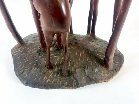 photo vintage Large Vintage Mahogany Carved Antelope Or Gazelle Floor Sculpture, 20th Century