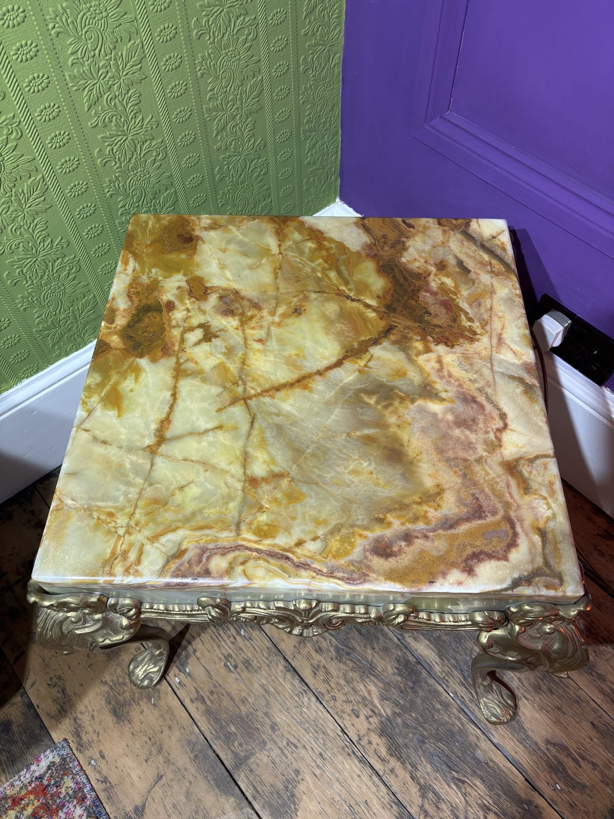Mid Century Italian Marble Topped And Brass Side Table photo furniture