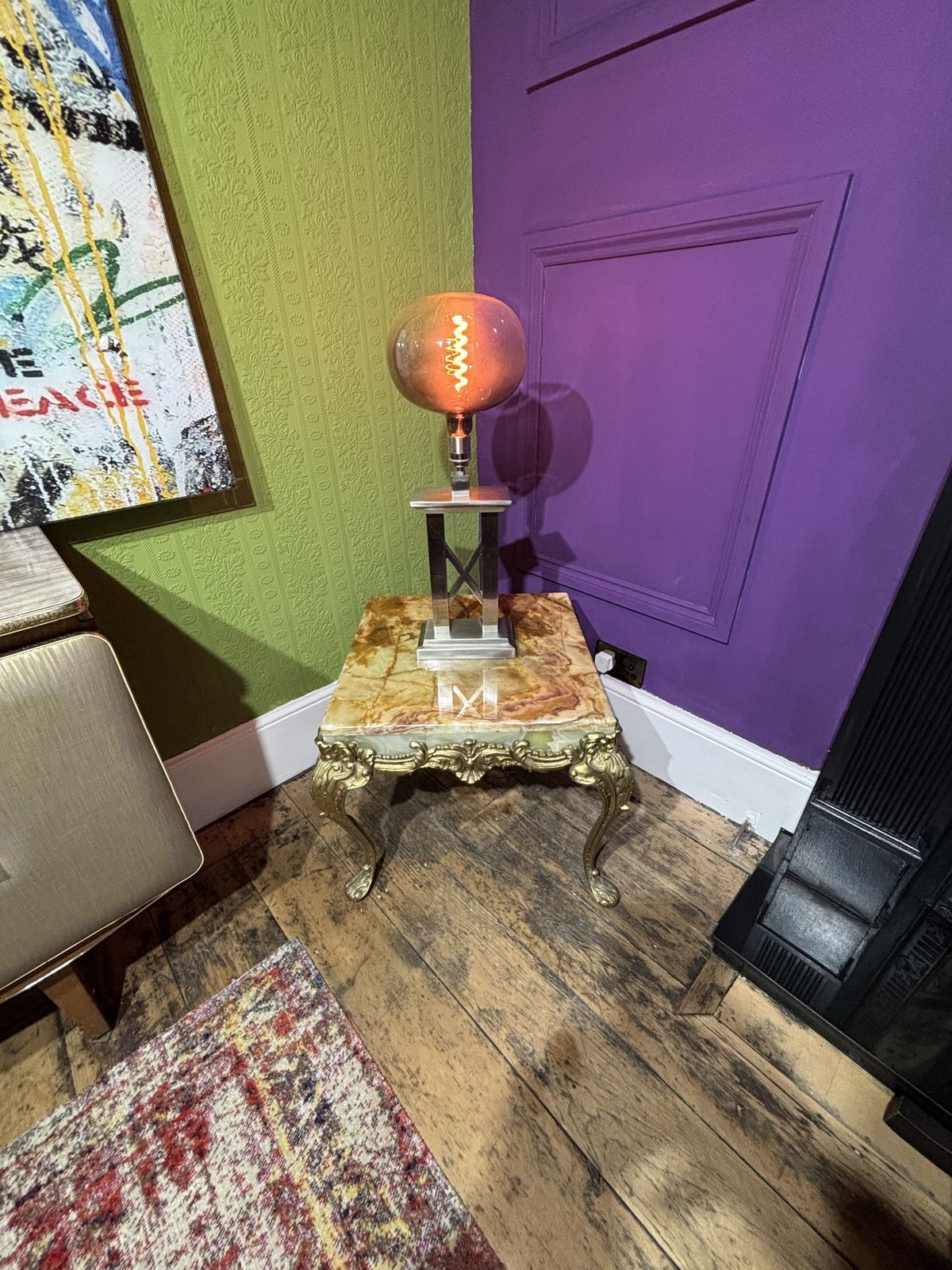 Mid Century Italian Marble Topped And Brass Side Table photo Furniture
