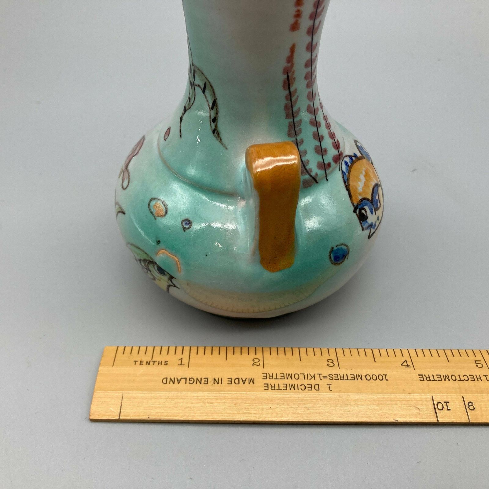 photo furniture Matteo Di Lieto Italian Studio Pottery Vase 1950s Hand Painted Fish And Sea Life Mid Century Design