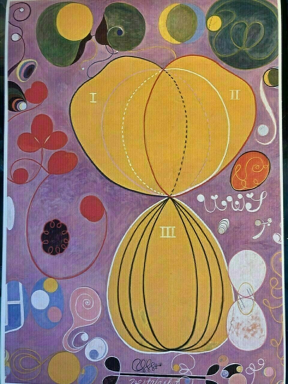 Hilma Af Klint Swedish Mid Century Canvas Paper Pink Abstract Wall Art Print photo Art