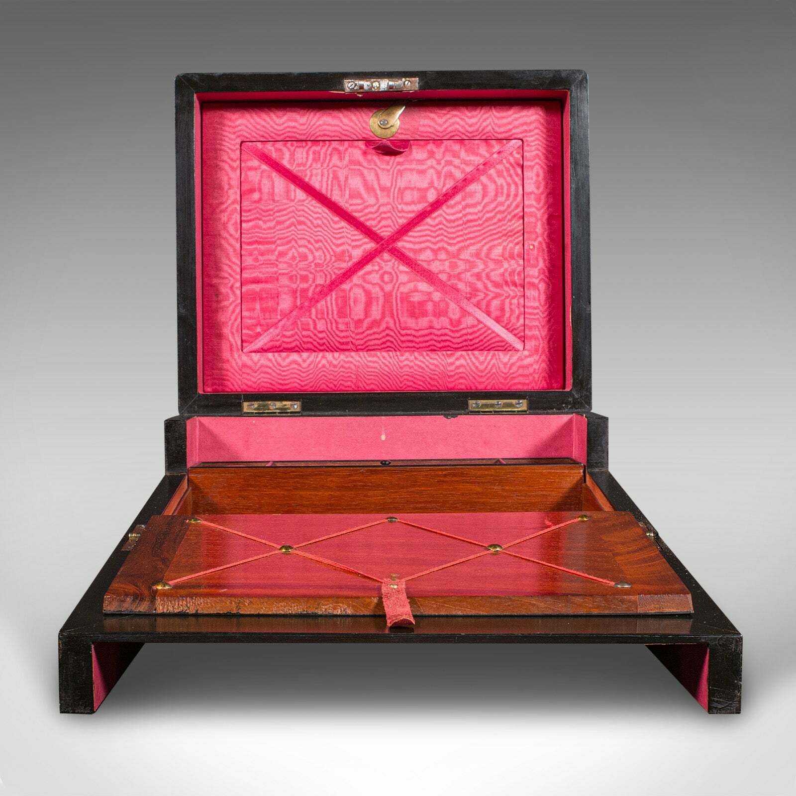 Antique Ladies Travelling Box, English, Sewing Case, Writing Slope, Victorian photo vinterior