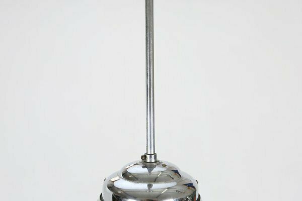 French Art Deco Pendant Lamp With Green Glass Shade, 1940 photo vintage