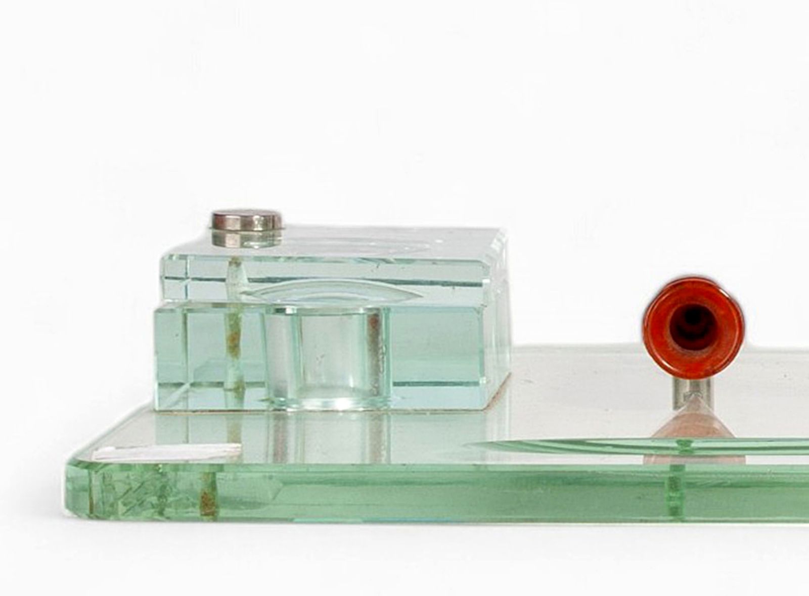 Early 20th Century Art Déco Crystal Desk Set Of Inkwells And Pen Trays By Jacques Adnet Manufactured By Baccarat, France photo for sale