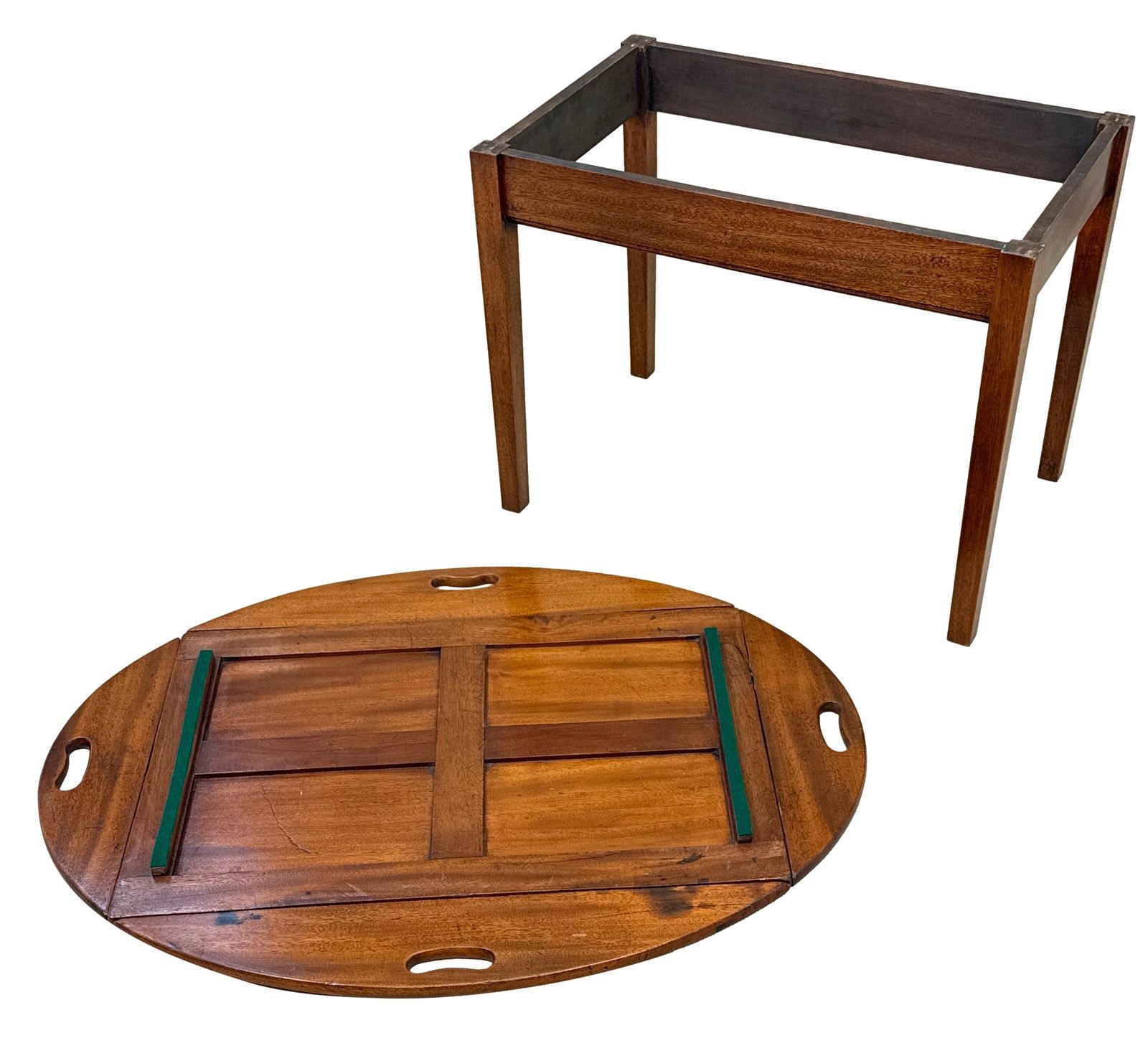 Georgian Mahogany Oval Butlers Tray On Stand (England, Circa 1800) photo vintage