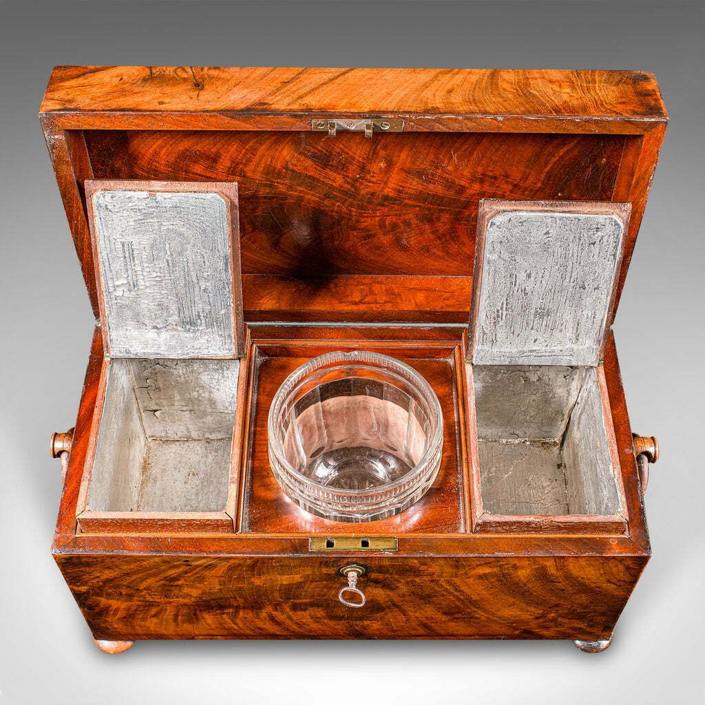 photo for sale Antique Tea Caddy, English, Loose Leaf Canister, Mixing Glass, Regency, C.1820
