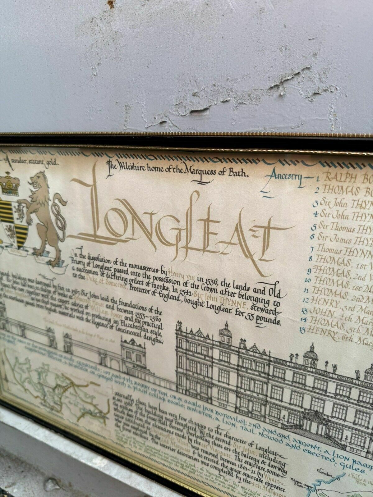 Longleat Wiltshire Ancestry Marquess Of Artwork Lithograph Historic Antique photo furniture