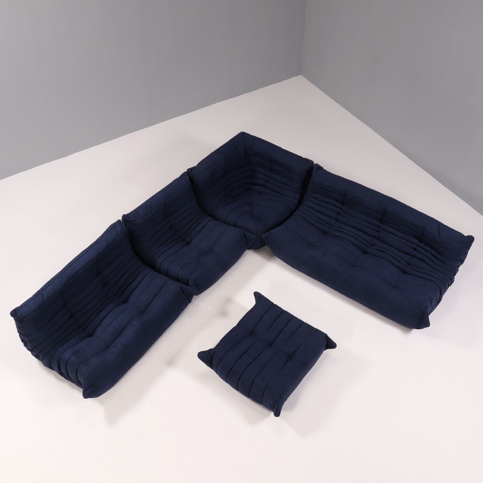 Ligne Roset By Michel Ducaroy Togo Blue Modular Sofa And Footstool, Set Of Five photo furniture