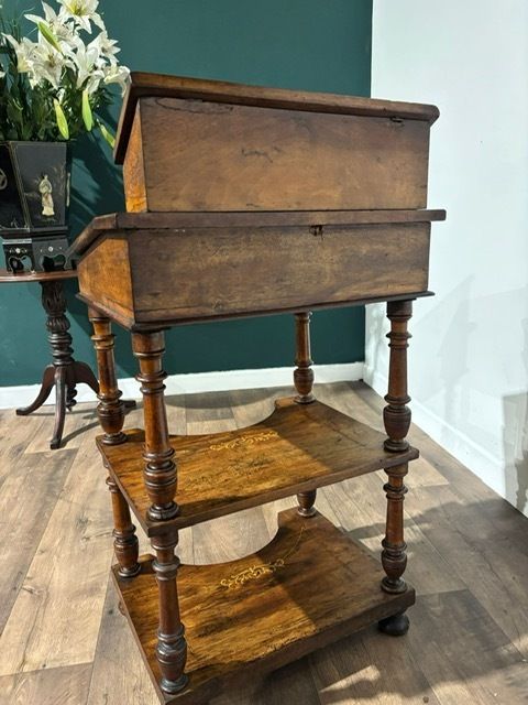 Victorian Inlaid Walnut Davenport Style Desk photo 399.0