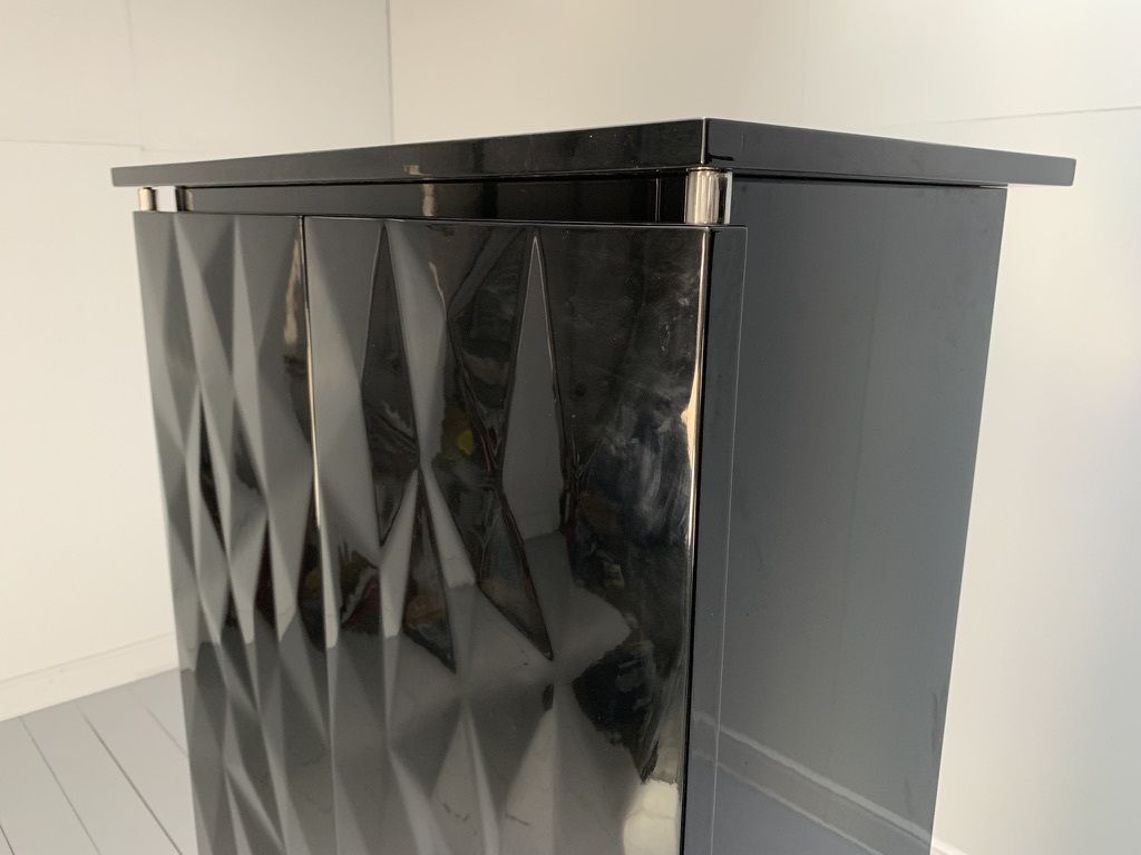 Pair Of Fendi Casa Drinks Bar Cabinets – In Gloss Black & Chrome photo Furniture