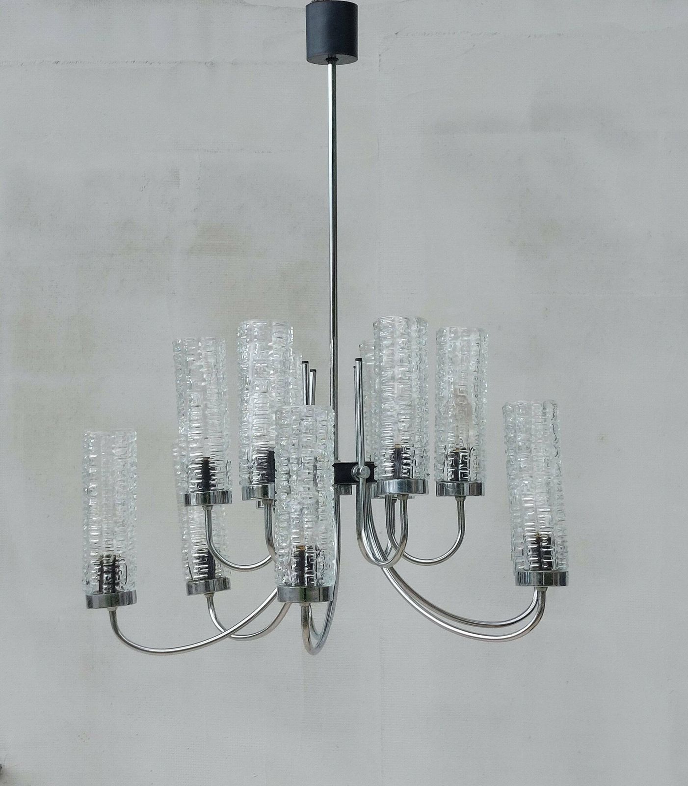 Vintage 12 Arm Chandelier/Vintage Pendant Light / Vintage Chandelier/Mid Century Modern/Mcm Chandelier/Retro Hanging Light /Yugoslavia /70's photo for sale