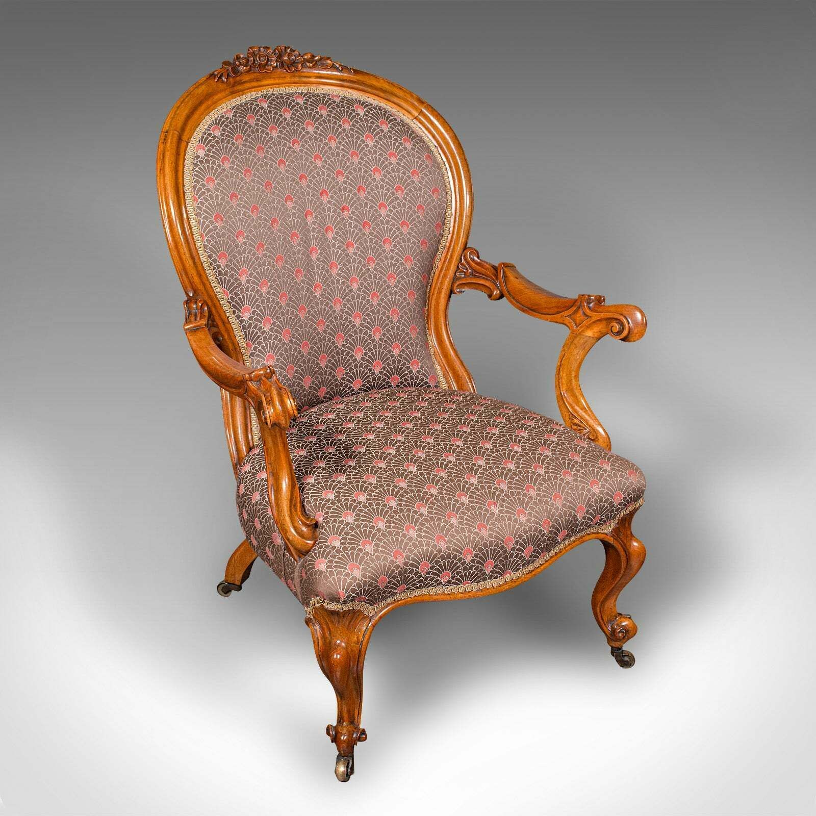 Antique Spoon Back Elbow Chair, English, Walnut, Armchair, Early Victorian, 1840