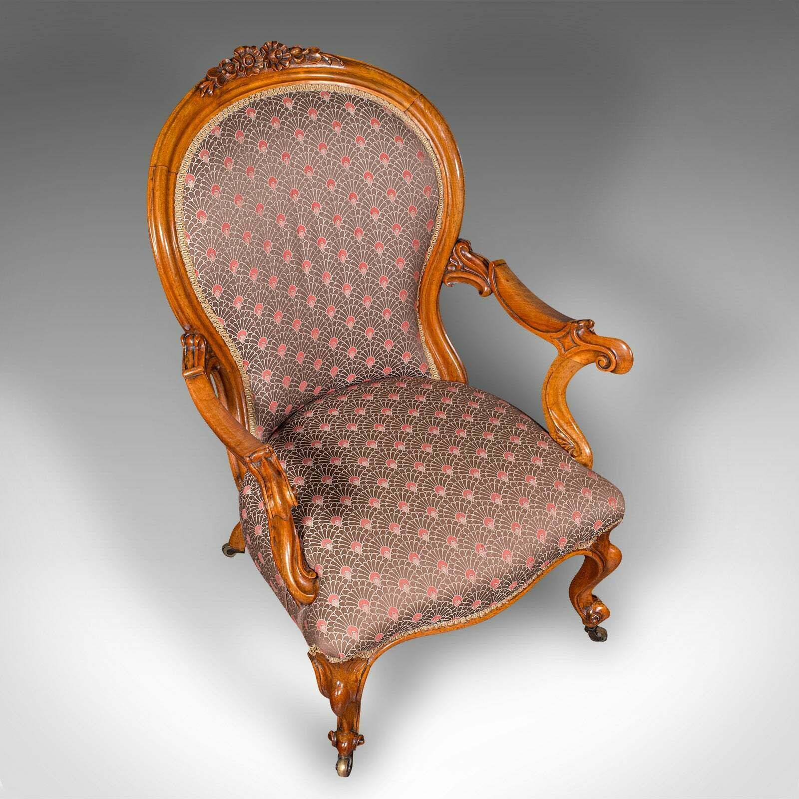 Antique Spoon Back Elbow Chair, English, Walnut, Armchair, Early Victorian, 1840 photo vinterior