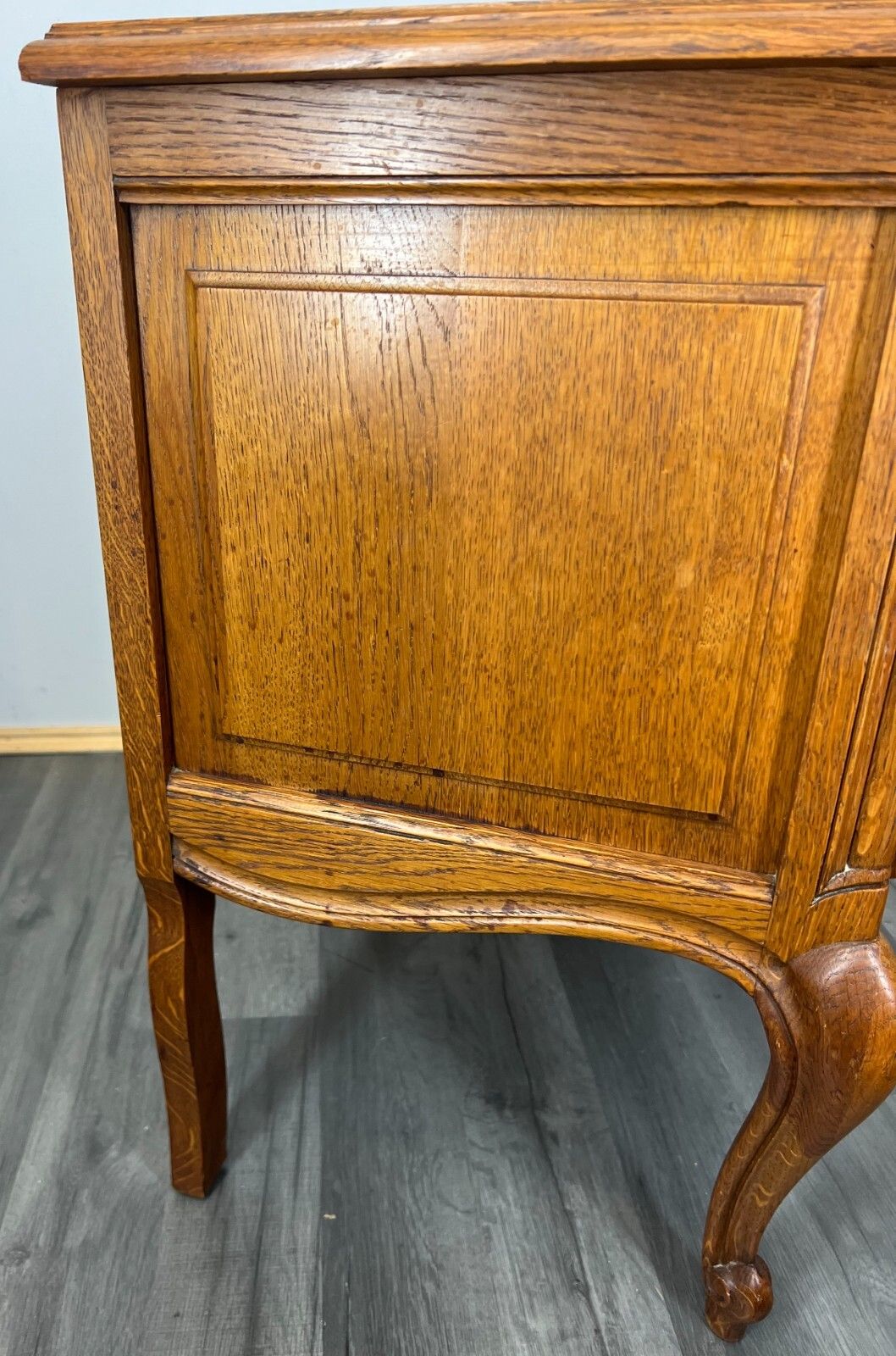 349.0 Bedside Tables Pair French Oak Louis XVI Vintage Nightstands Cabinets Lot 3469 photo