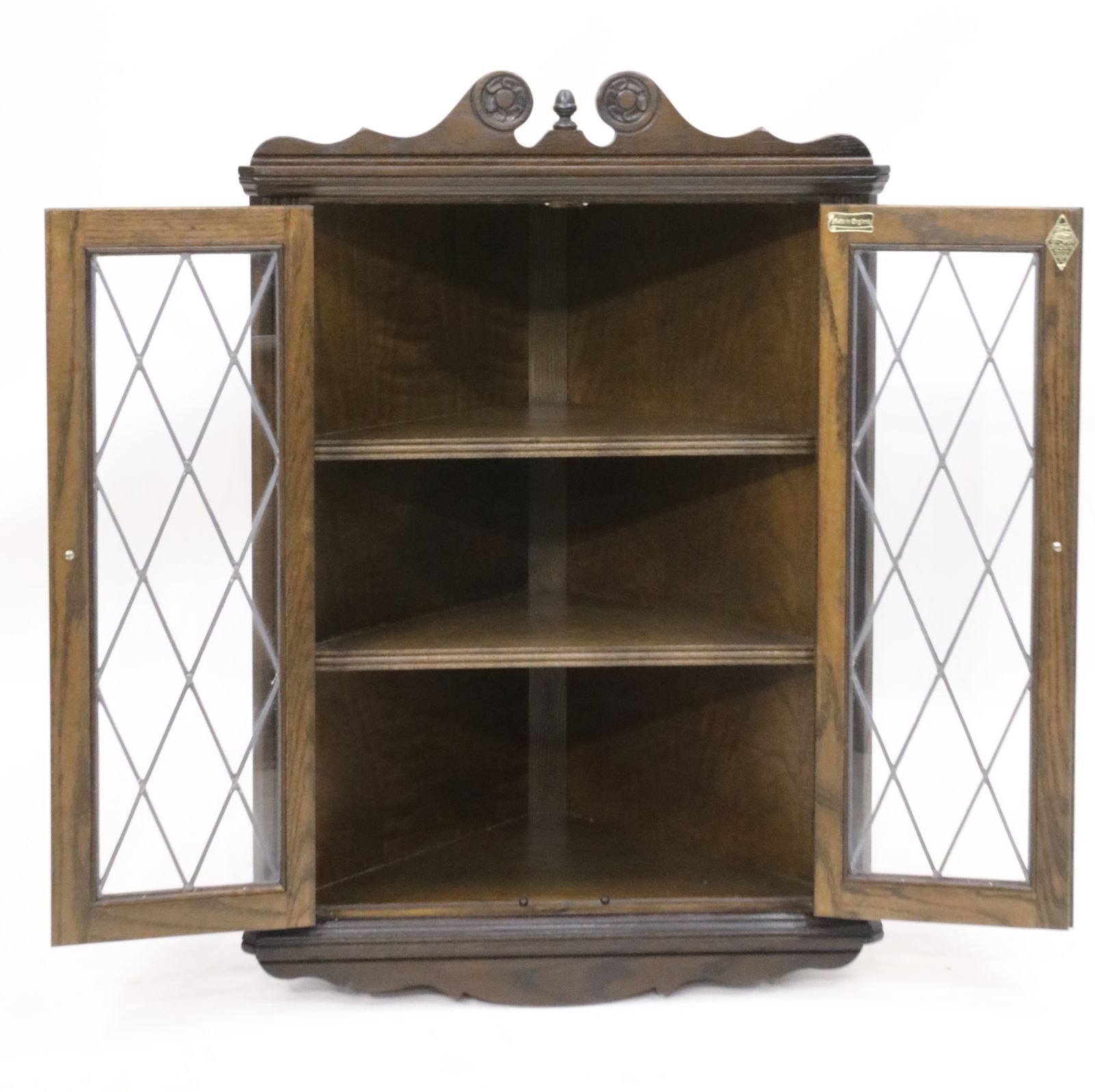 Old Charm Oak Hanging Corner Display Cabinet In Jacobean Brown Free Uk Delivery photo Furniture