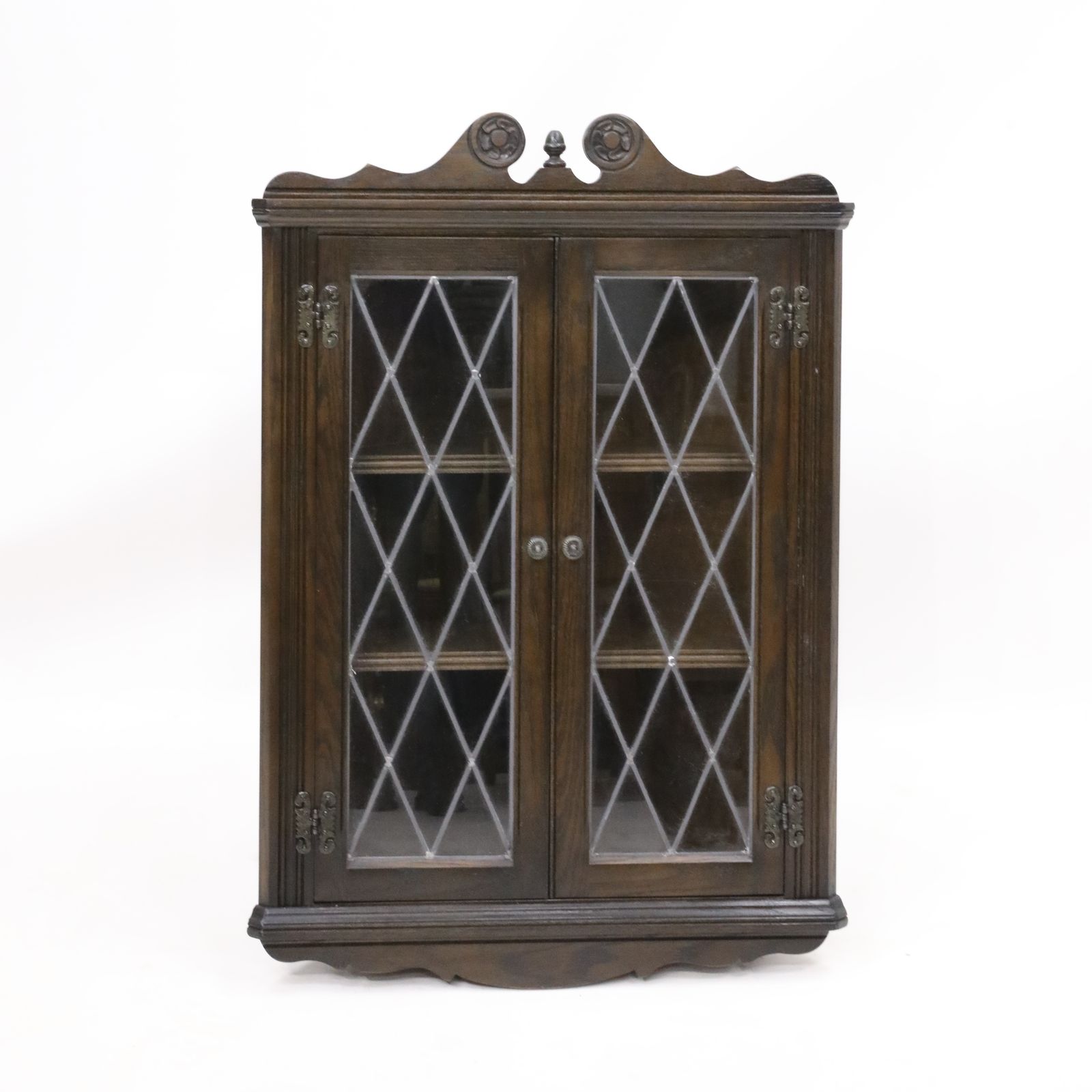 Old Charm Oak Hanging Corner Display Cabinet In Jacobean Brown Free Uk Delivery