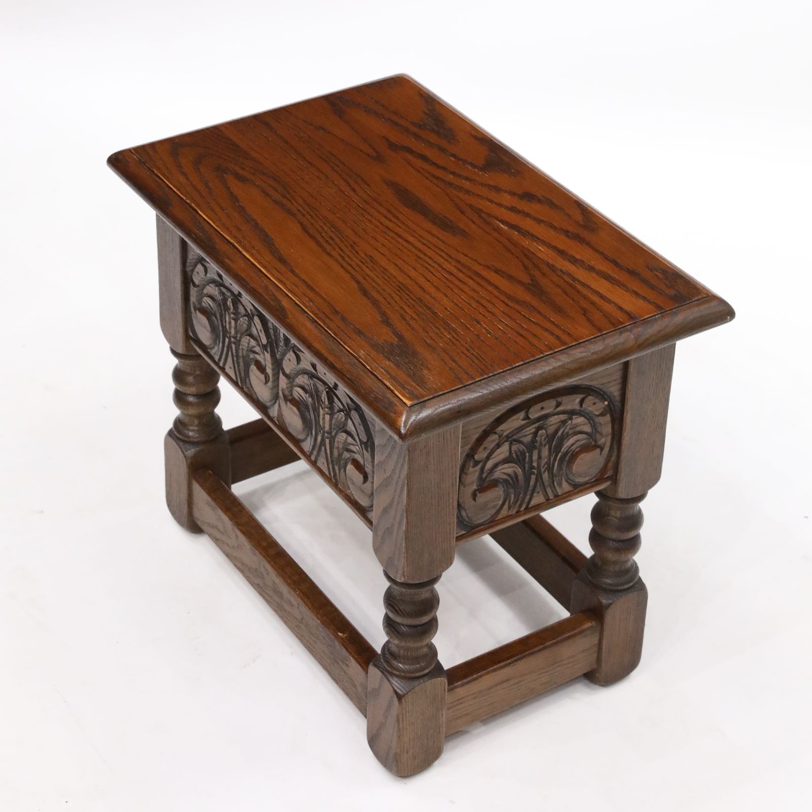 Old Charm Oak Slipper Box Footstool Joint Tudor Brown Finish Free Delivery