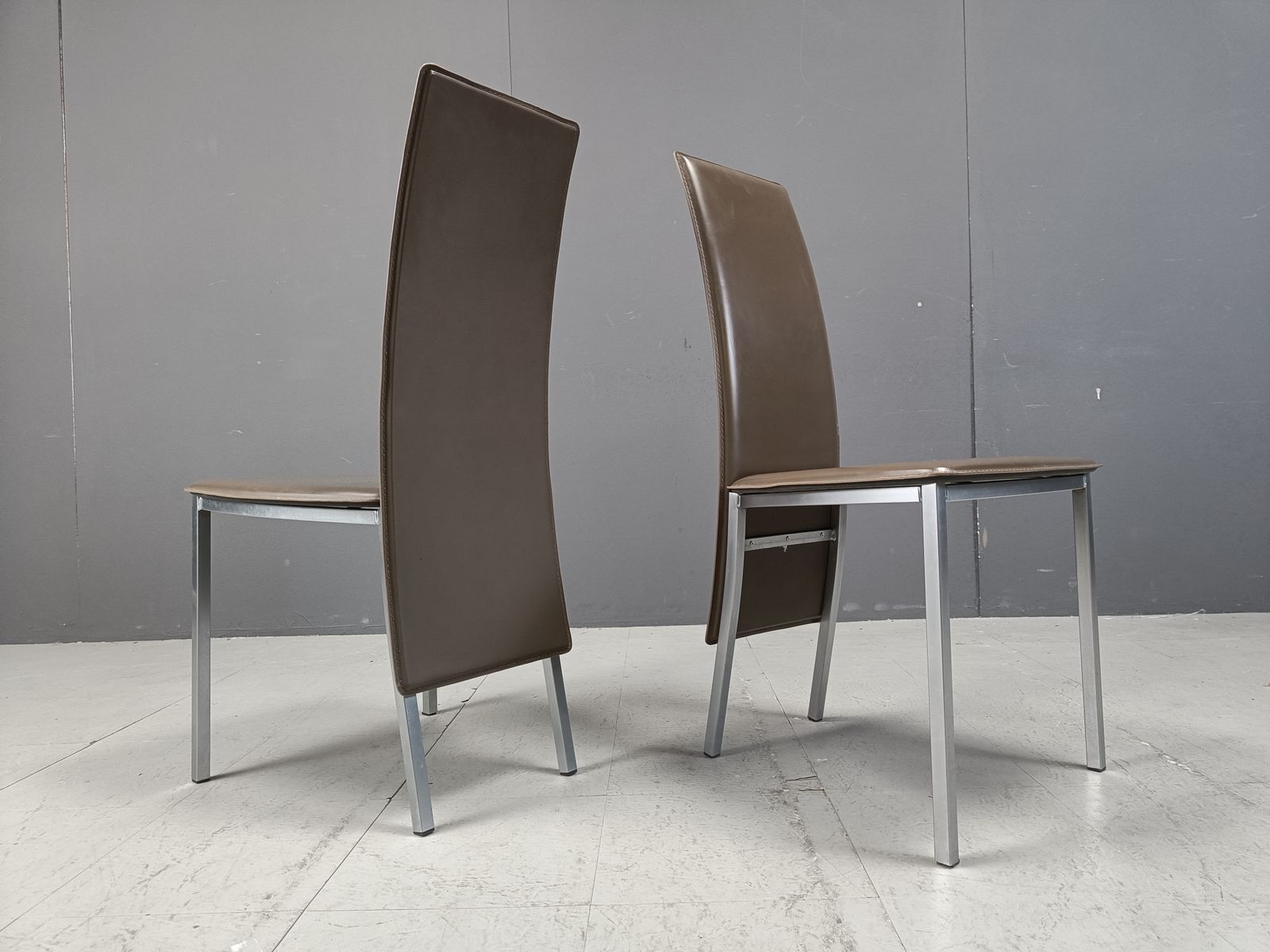 photo furniture Vintage Belgian Leather Dining Chairs Set Of 8   1980s