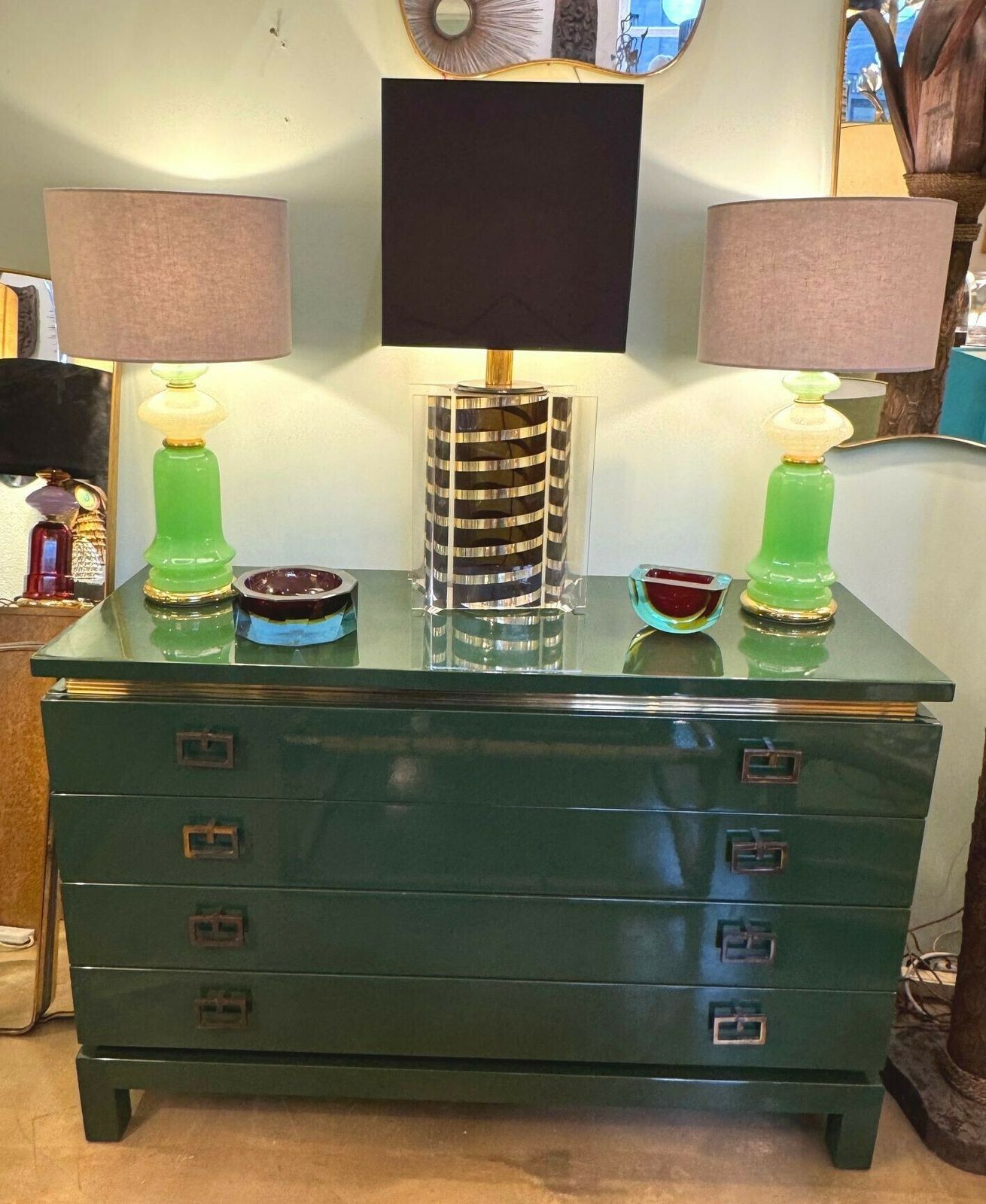 A Large Italian 1970s Romeo Rega Lucite And Brass Lamp With Chocolate And Chrome Stripes photo furniture