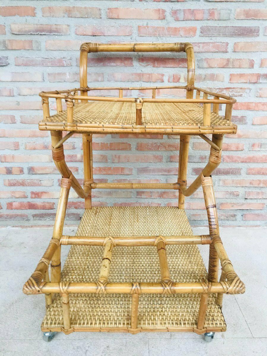 Mid Century Modern Bamboo Garden Tea Cart, 1950s photo buy