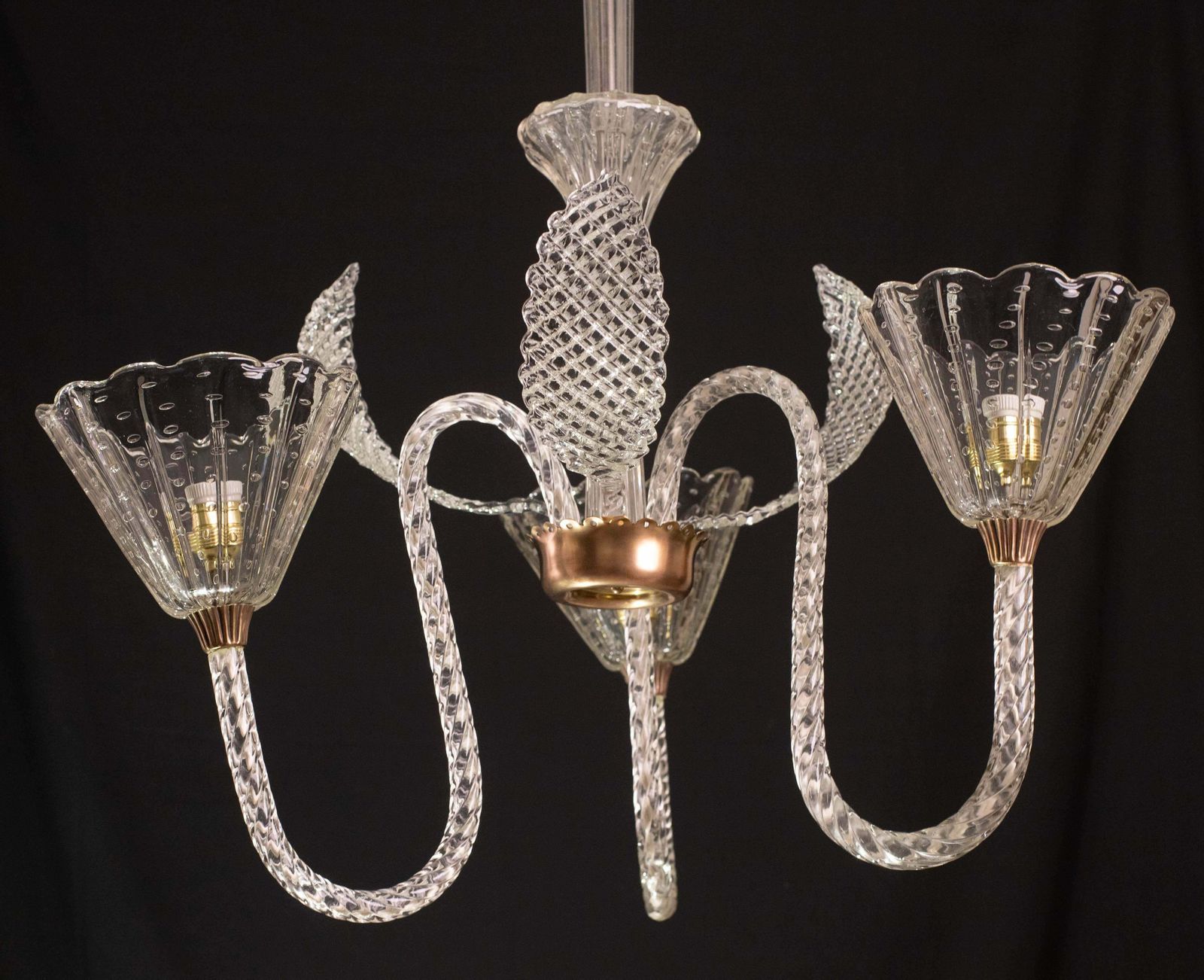 3011.0 Amazing Ercole Barovier Art Deco Chandelier, "Bullicante" Glass Murano, 1940s photo