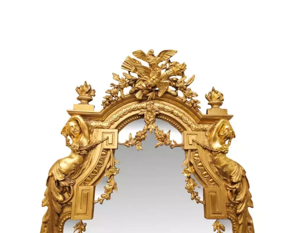A Very Rare Tall And Narrow 19th Century Giltwood Dressing, Pier Or Hall Mirror photo furniture