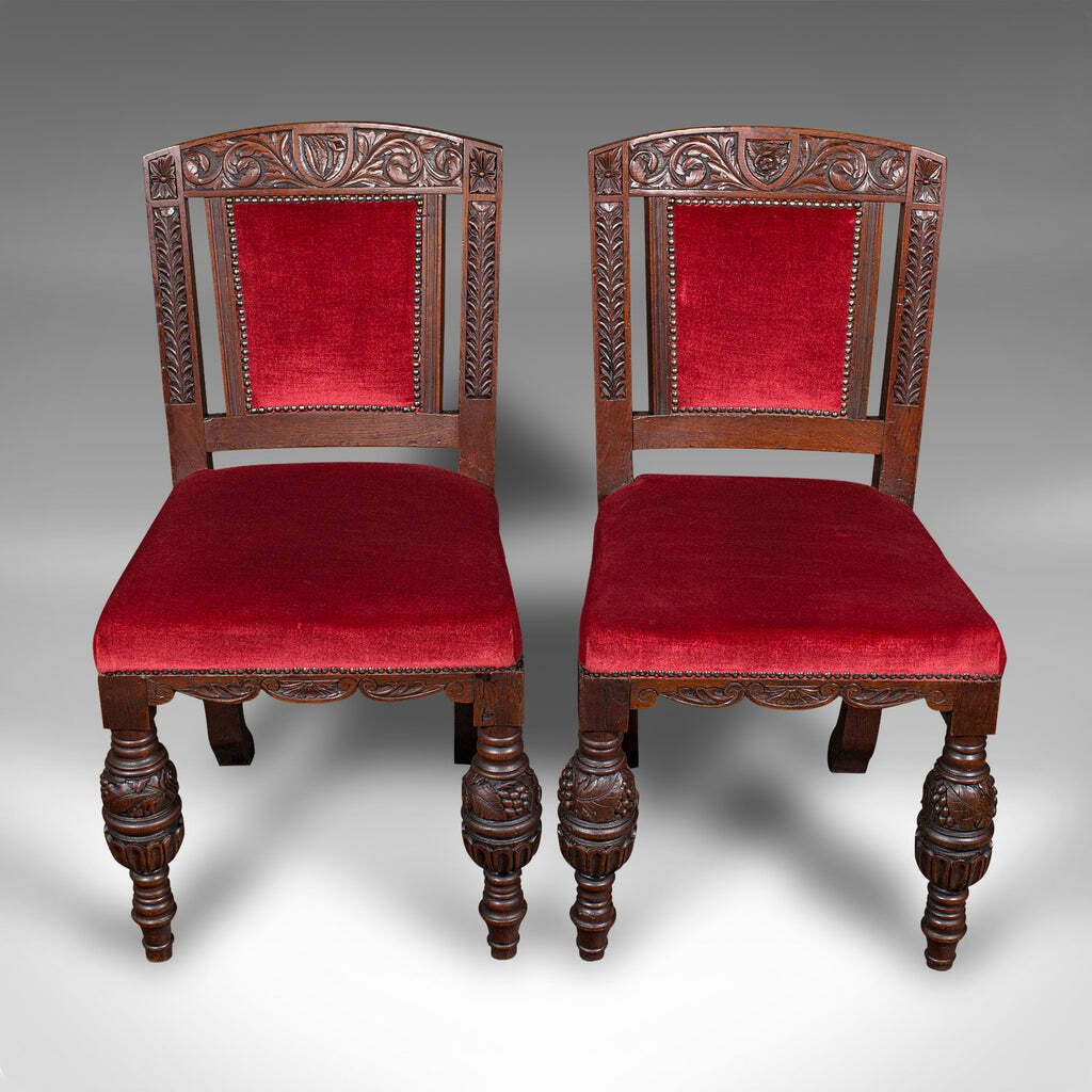 Set Of 4 Antique Dining Chairs, Scottish, Oak, Gothic Revival, Victorian, C.1880 photo buy
