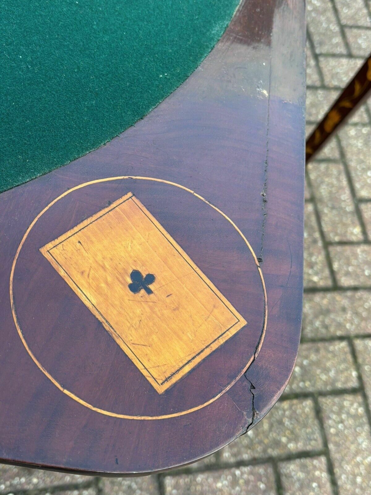 Pair 18thc Dutch Marquetry Games Tables, With Fold Over Lid & Card Playing Area photo vintage
