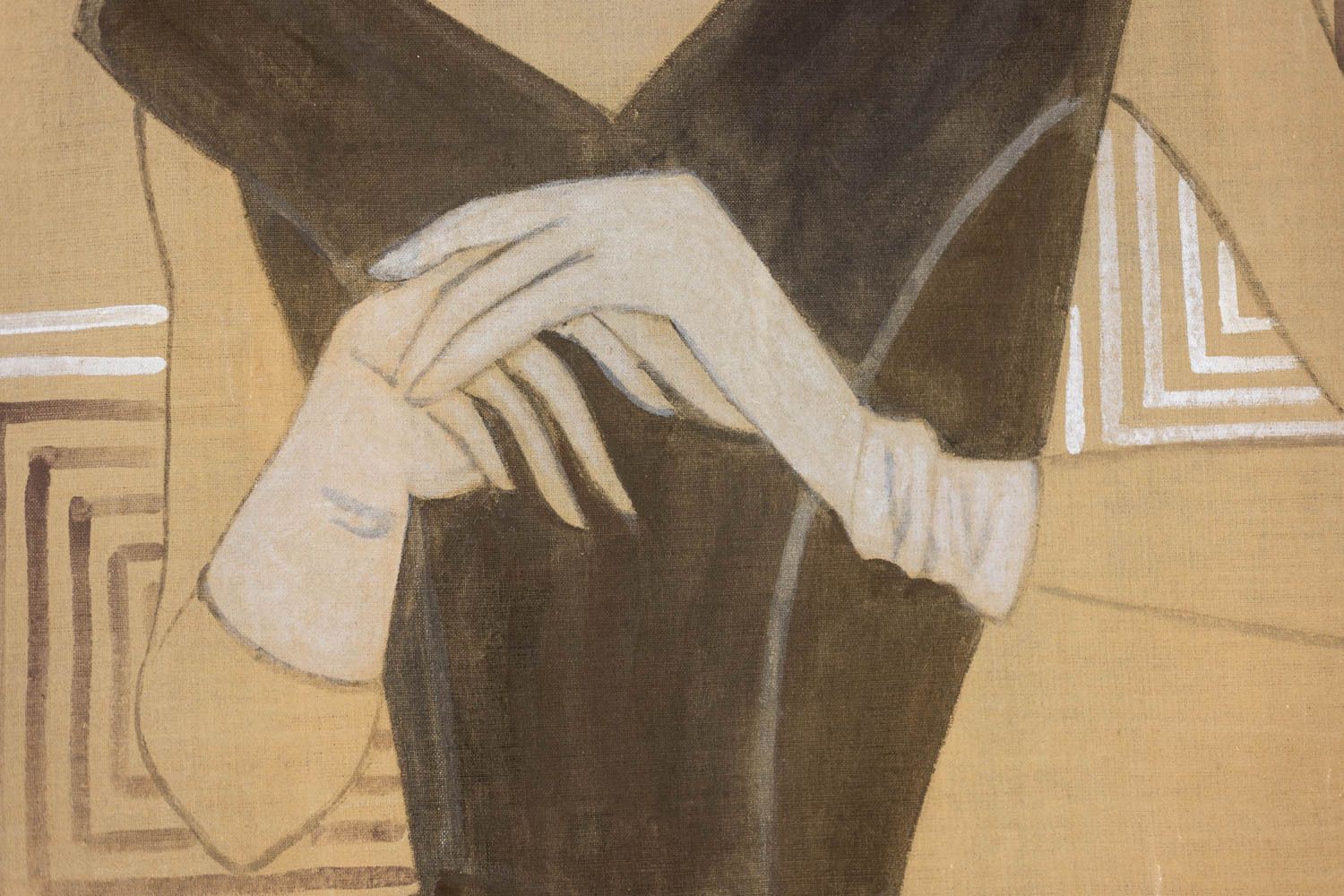 Painted Canvas Representing An Elegant Woman From The 1950s. Contemporary. photo Art
