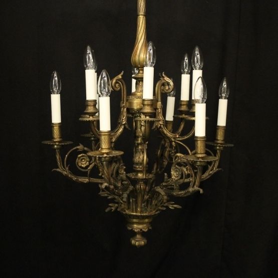 French Gilded Bronze 12 Light Antique Chandelier photo furniture