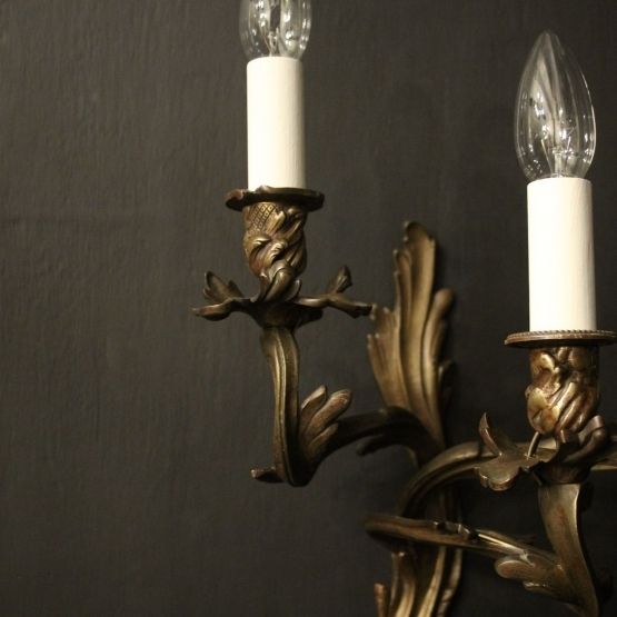 French Pair Of Bronze Antique Wall Sconces photo Lighting