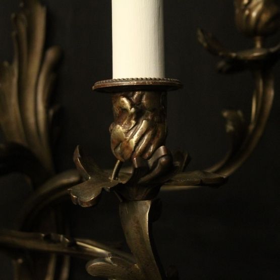 French Pair Of Bronze Antique Wall Sconces photo 475.0