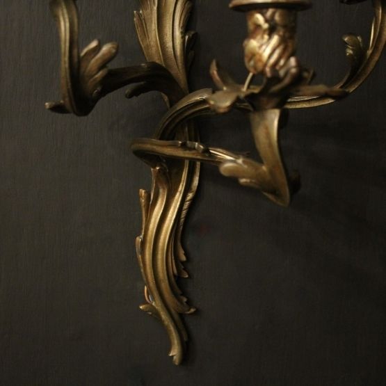 French Pair Of Bronze Antique Wall Sconces photo vinterior