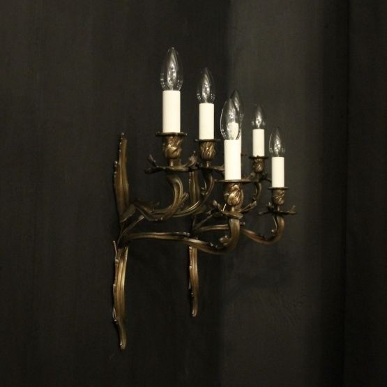 photo for sale French Pair Of Bronze Antique Wall Sconces