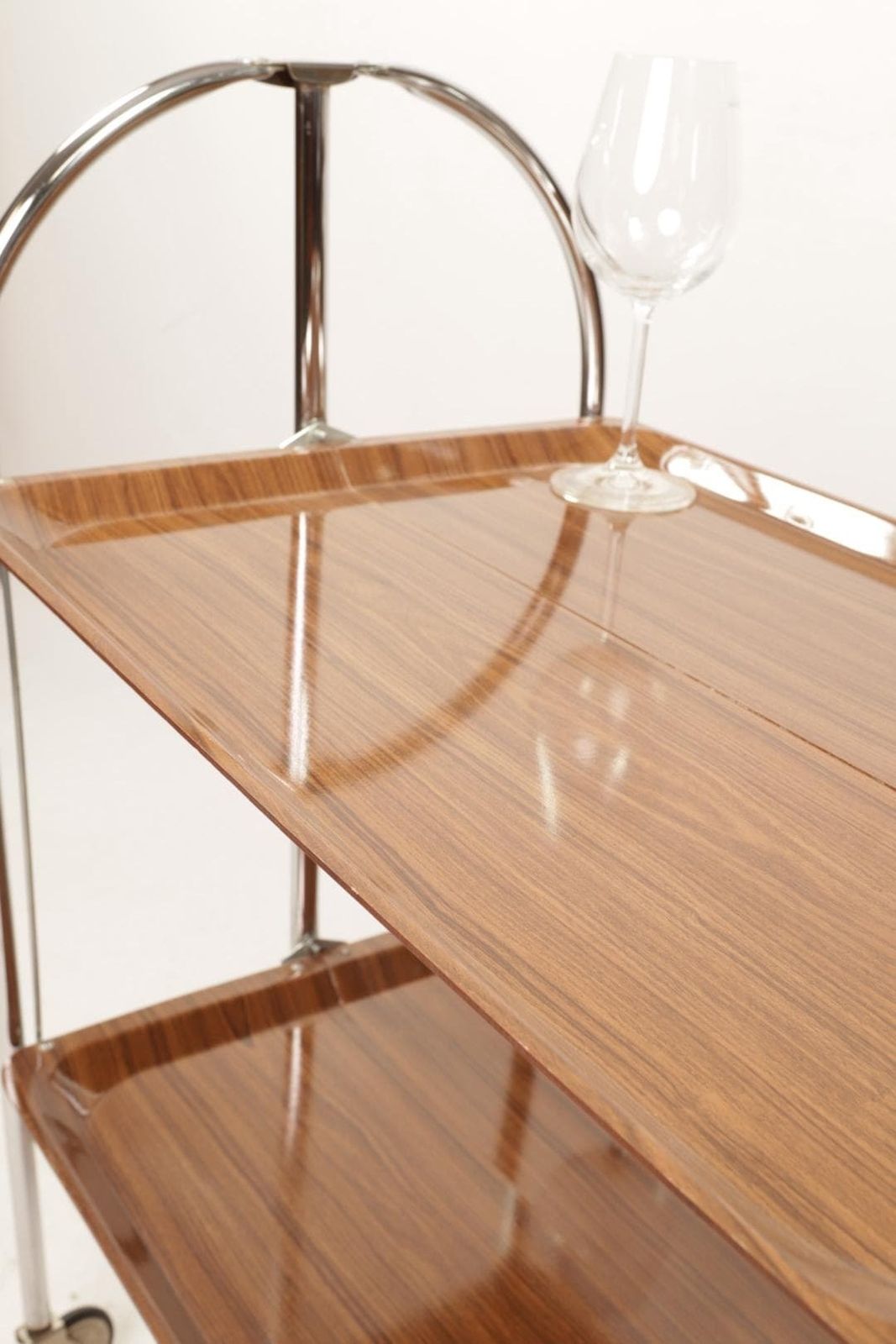 50s/60s Trolley Bar Chromed Rosewood Table Mid Century Design Serving Trolley photo furniture