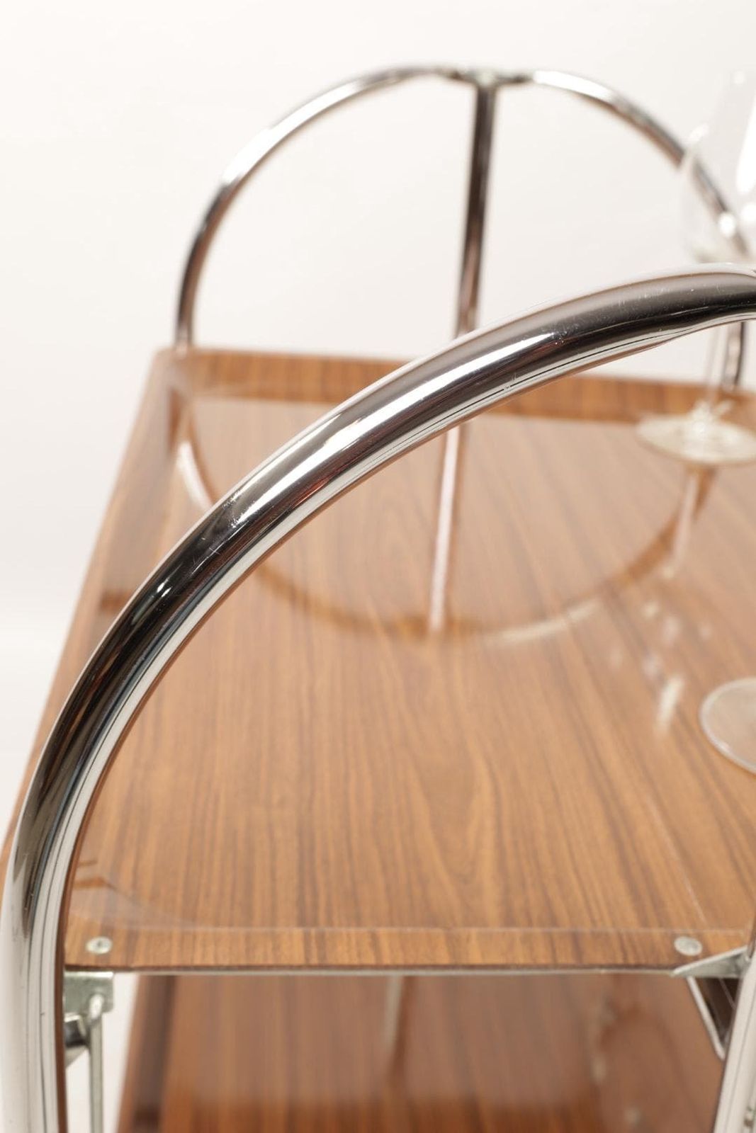 50s/60s Trolley Bar Chromed Rosewood Table Mid Century Design Serving Trolley photo for sale