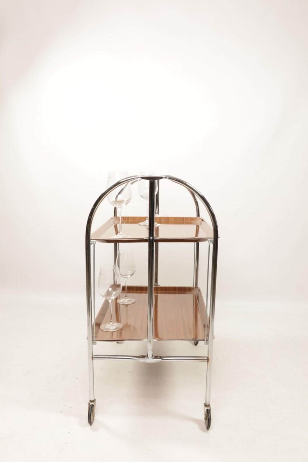 photo furniture 50s/60s Trolley Bar Chromed Rosewood Table Mid Century Design Serving Trolley