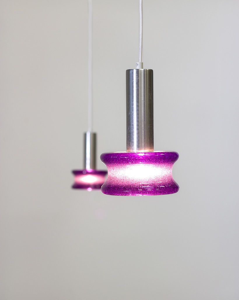 Set Of 2 Raak Amsterdam Brutalist Purple Glass Pendant Lights Free Shipping For Uk Mainland photo 1140.0