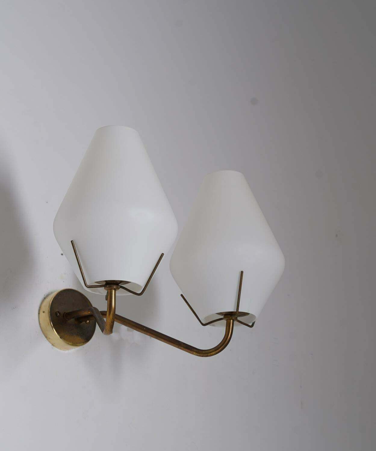 Swedish Midcentury Wall Lamps In Brass And Glass By Asea photo 1297.0