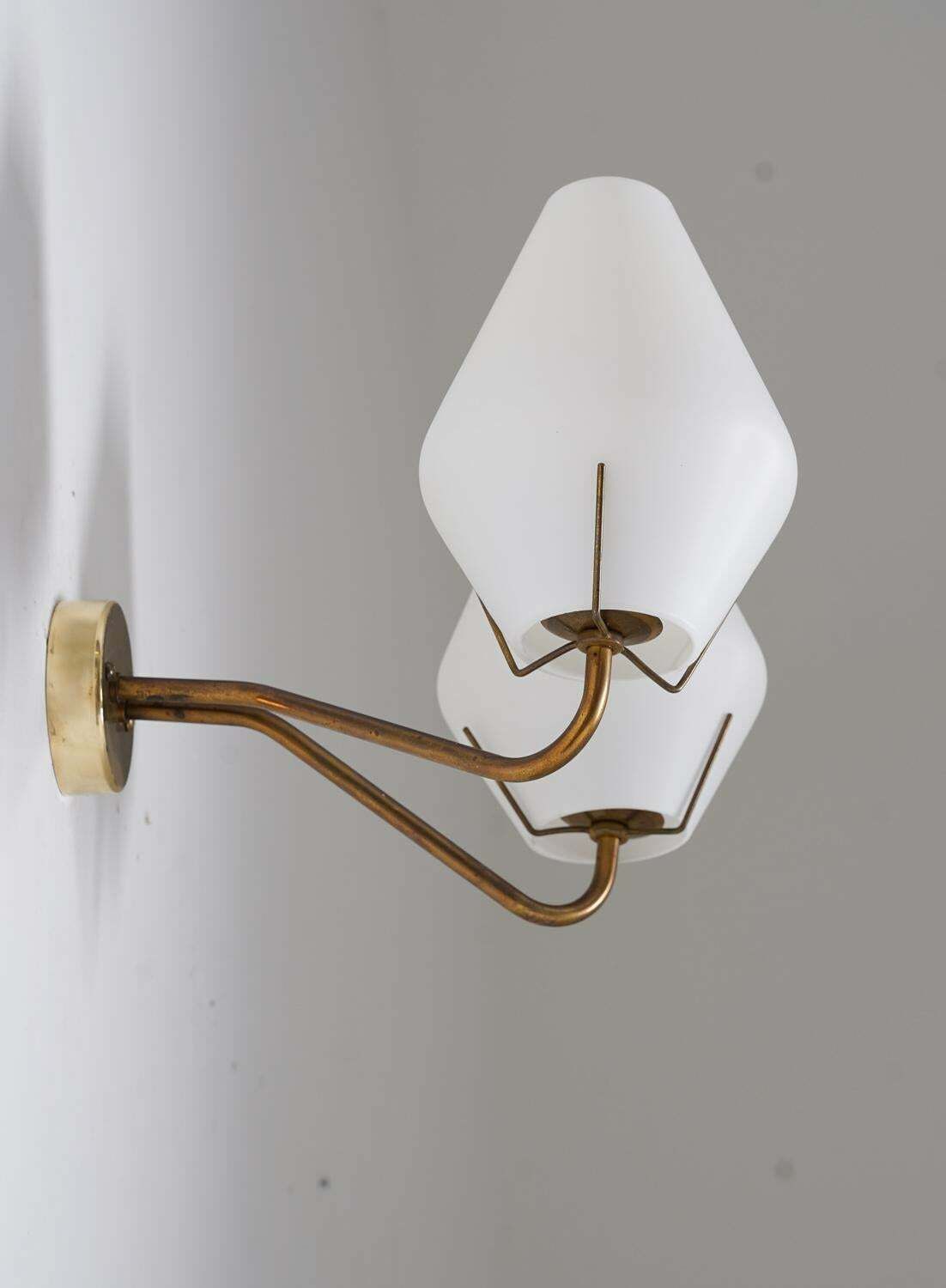 Swedish Midcentury Wall Lamps In Brass And Glass By Asea photo vinterior